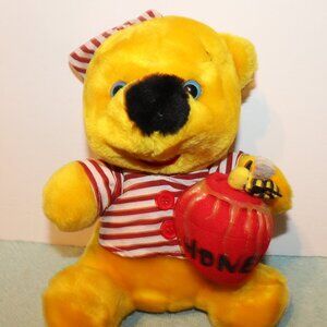 Vintage Winnie the Pooh Plush Stuffed Teddy Bear in PJ’s with Honey Pot 9" Tall